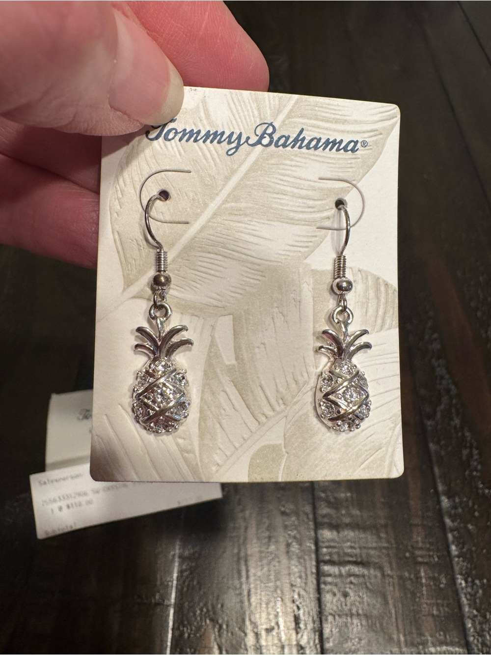 Tommy Bahama Crystal Silver Pineapple Drop Earrings